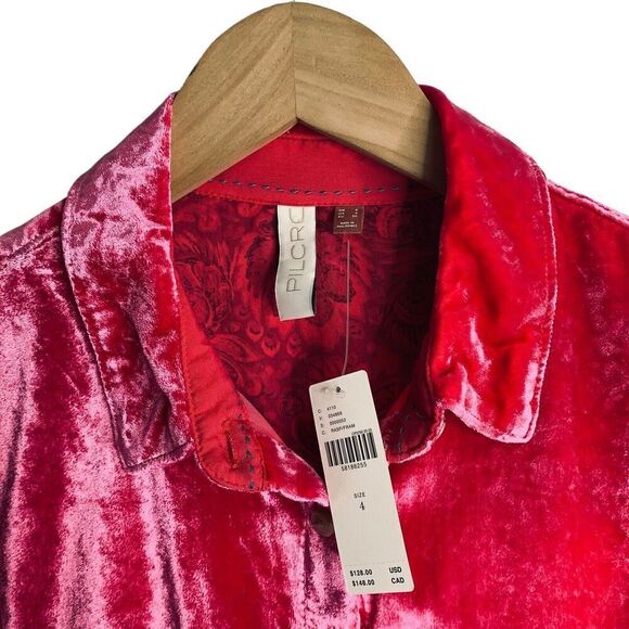 Pilcro Mara Crushed Velvet Relaxed Button Up Shirt Womens Size 4 NWT $128 - Picture 8 of 16